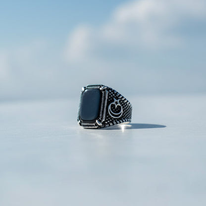 OTTOMAN MONTH YILDIZ ONİKS STONE Silver Ring