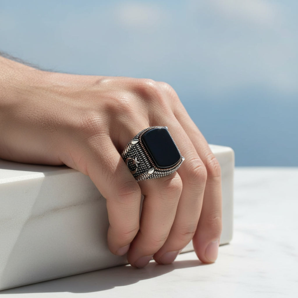 OTTOMAN MONTH YILDIZ ONİKS STONE Silver Ring