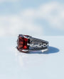 Red Zircon Stone Men's Silver Ring