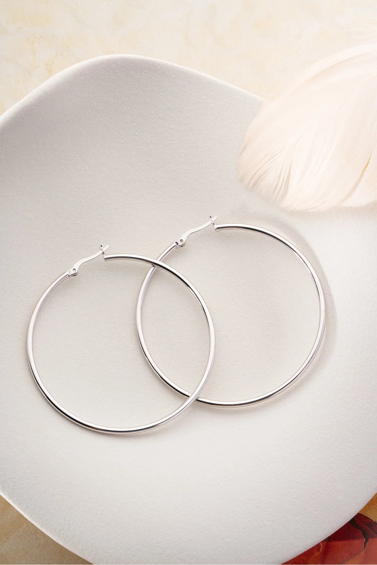 Large Hoop Earrings 55 mm 925 Sterling Silver