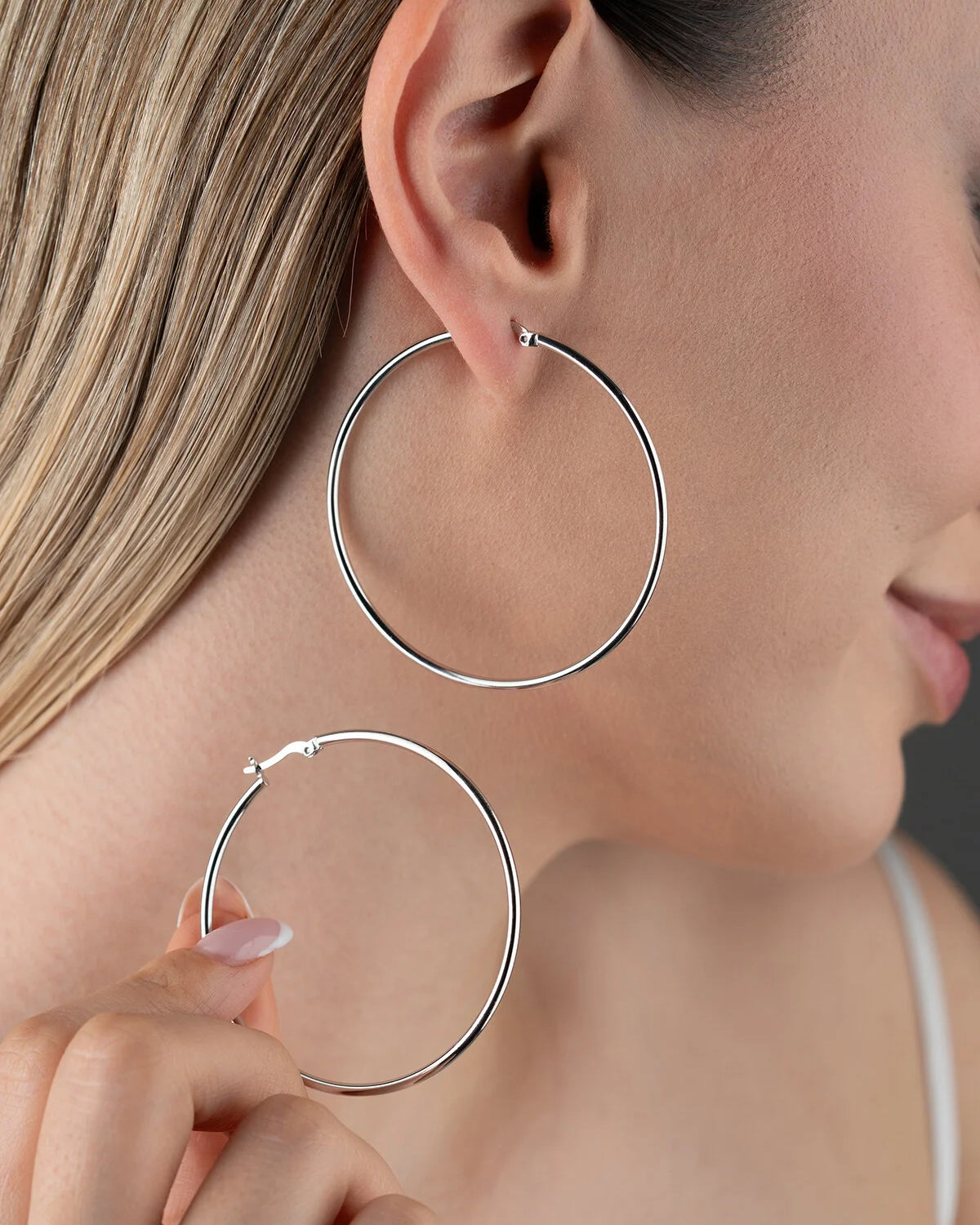 Large Hoop Earrings 55 mm 925 Sterling Silver