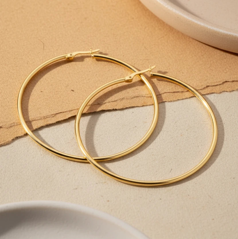Large Hoop Earrings 55 mm 925 Sterling Silver