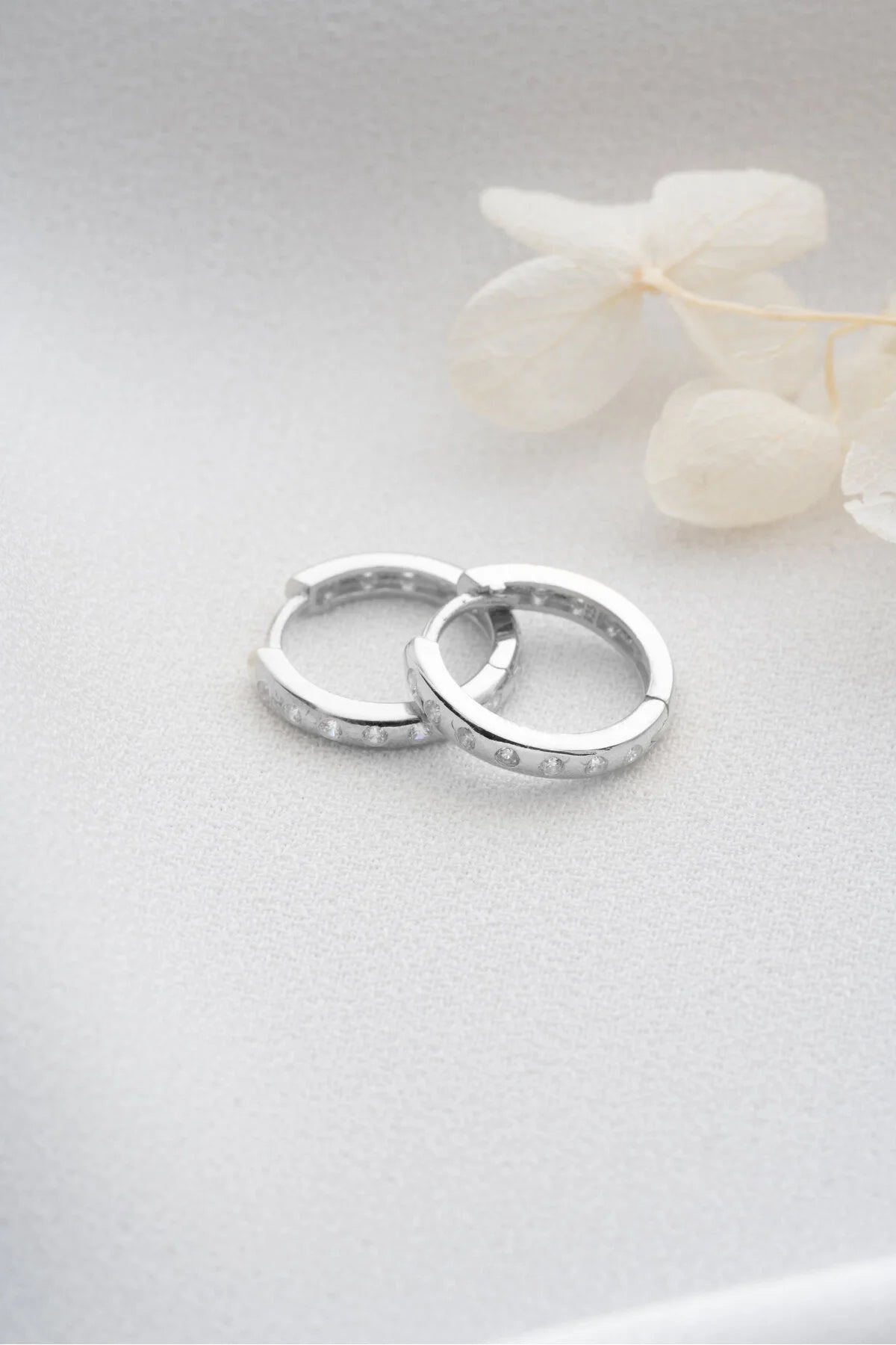 Minimalist Stone Hoop Earrings | 925 Sterling Silver
