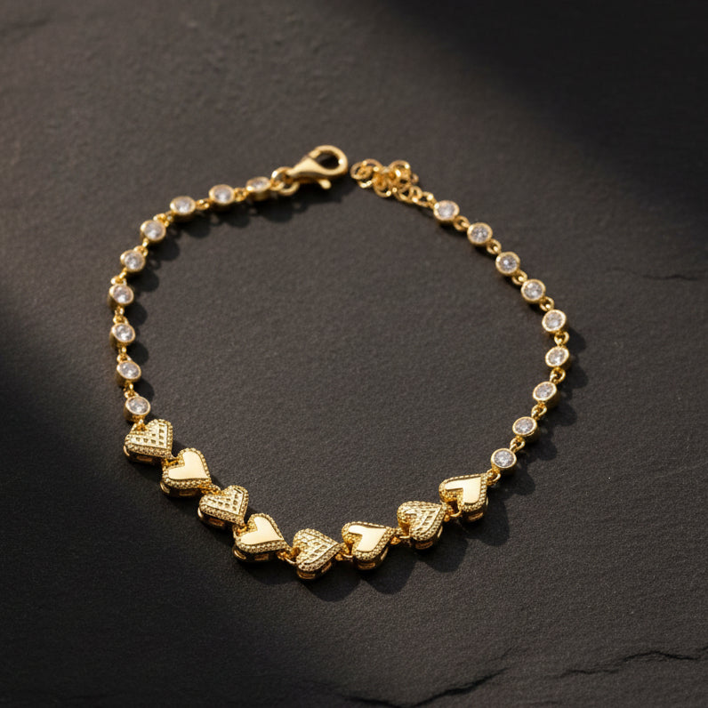 Bracelet Cœur Argent 925 Plaqué Or