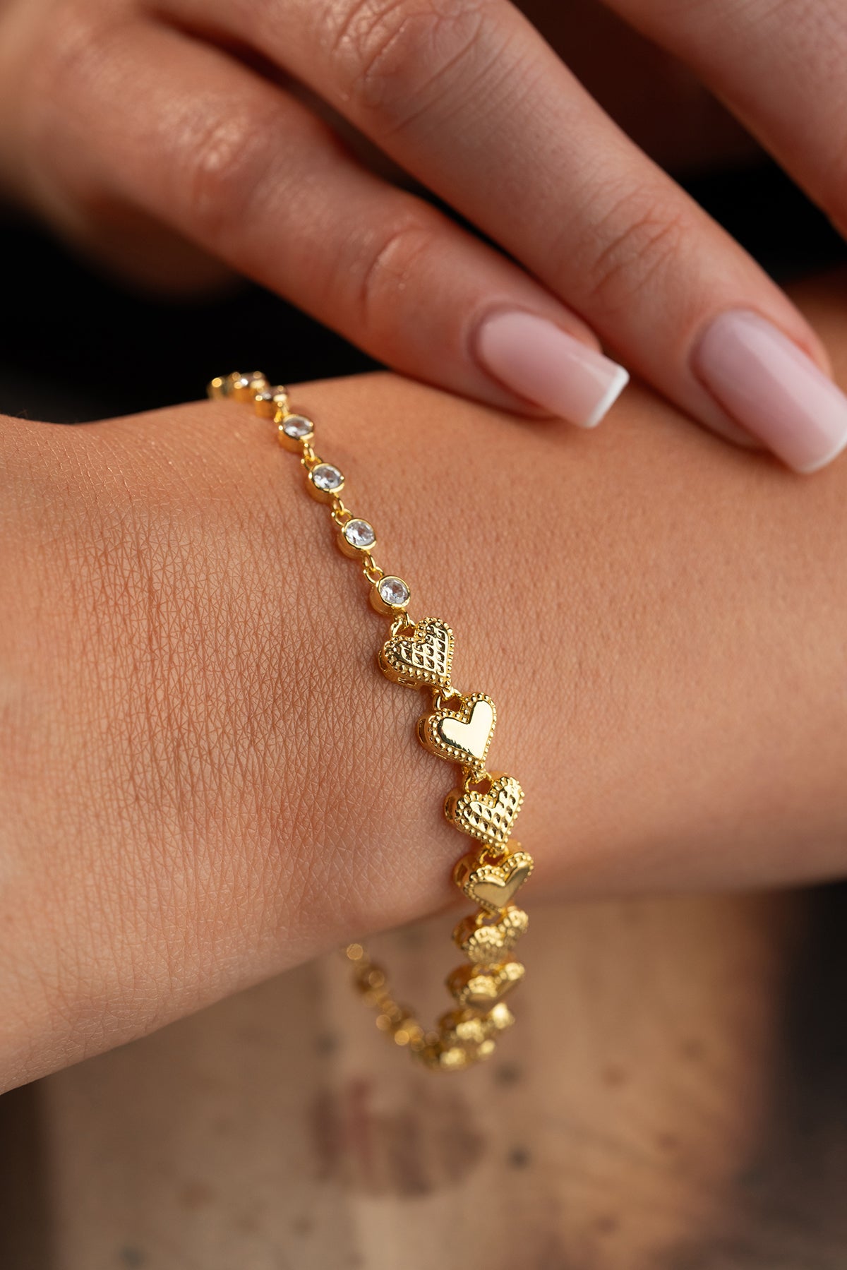 Bracelet Cœur Argent 925 Plaqué Or