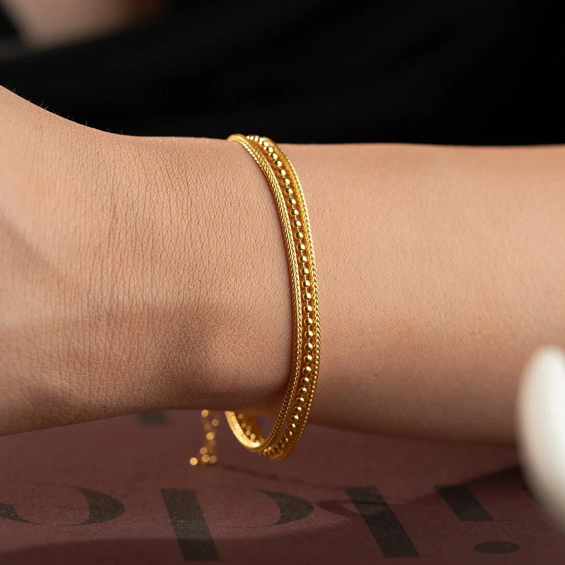 Feines Armband mit Perlendetails | 925 Silber Vergoldet