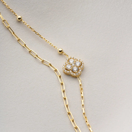 Double Chain Clover Bracelet | 925 Sterling Silver