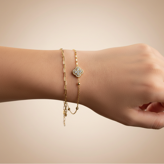Double Chain Clover Bracelet | 925 Sterling Silver