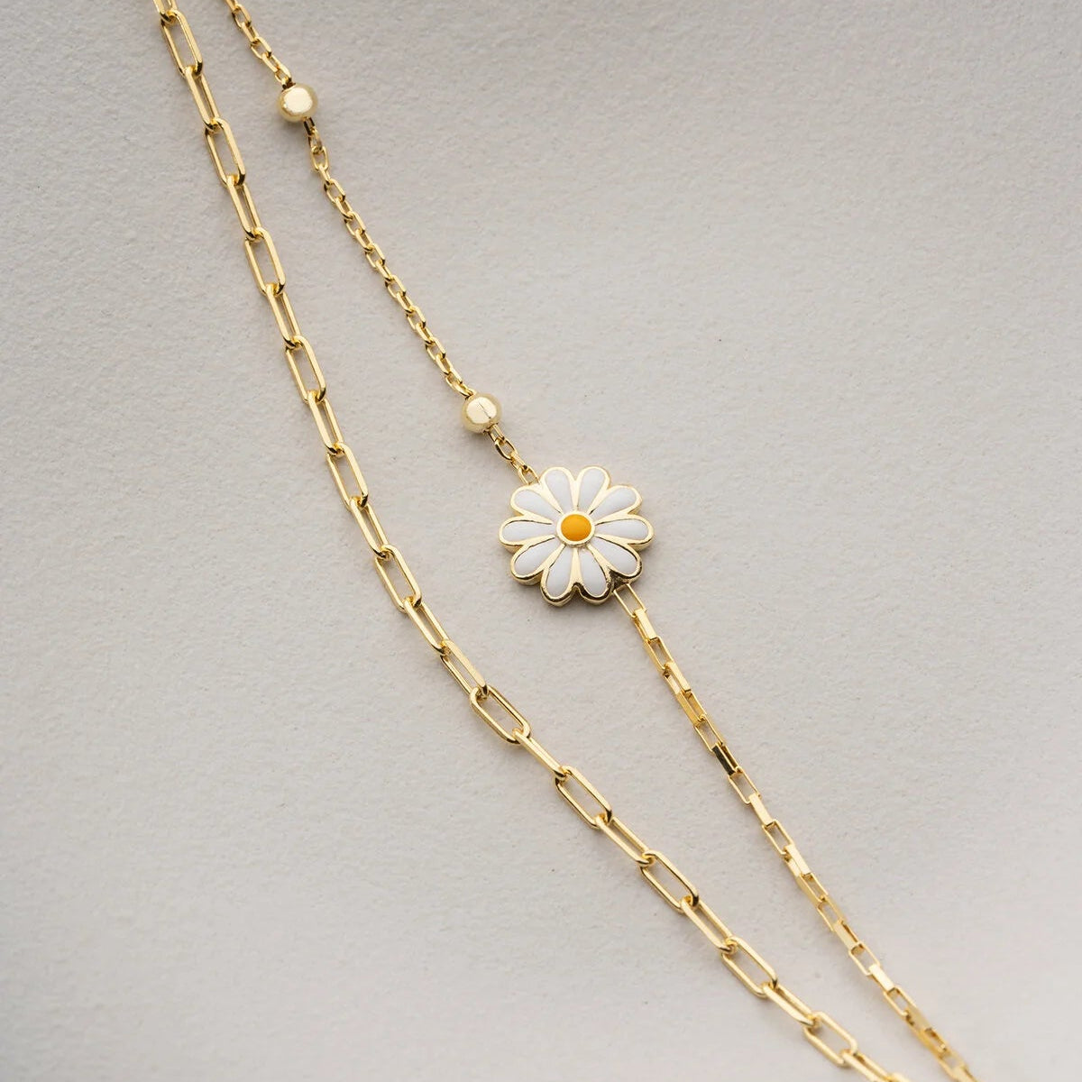 Bracelet Double Chaîne Marguerite | Argent 925