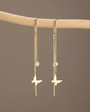 Butterfly Threader Earrings with Solitaire Stone | 925 Sterling Silver
