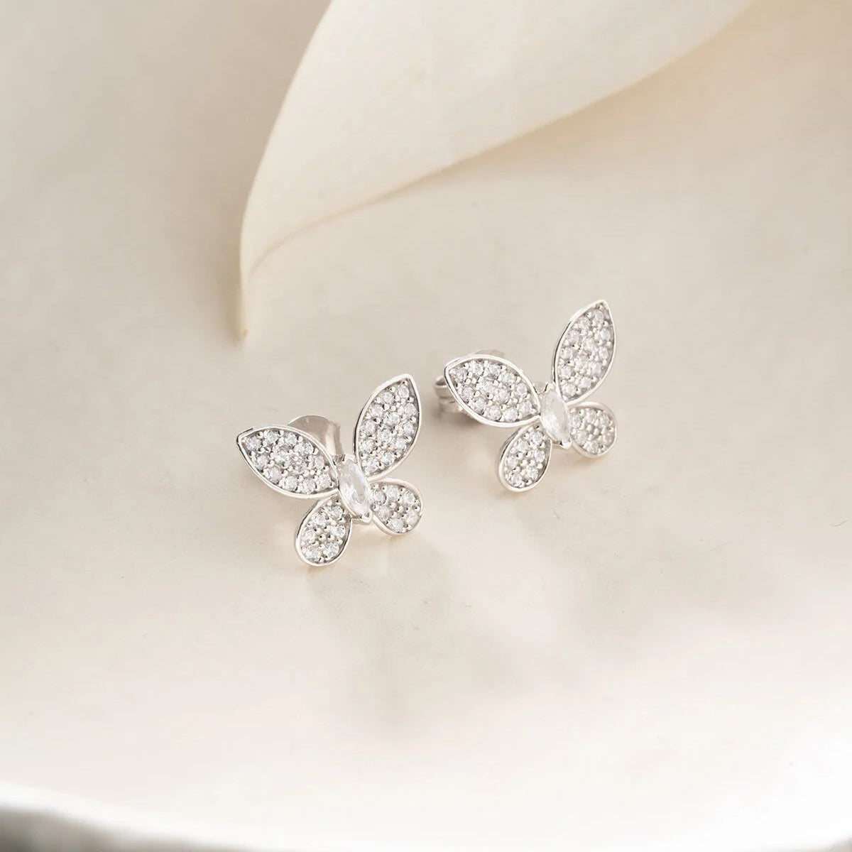 Boucles d'Oreilles Papillon avec Zircons | Argent 925
