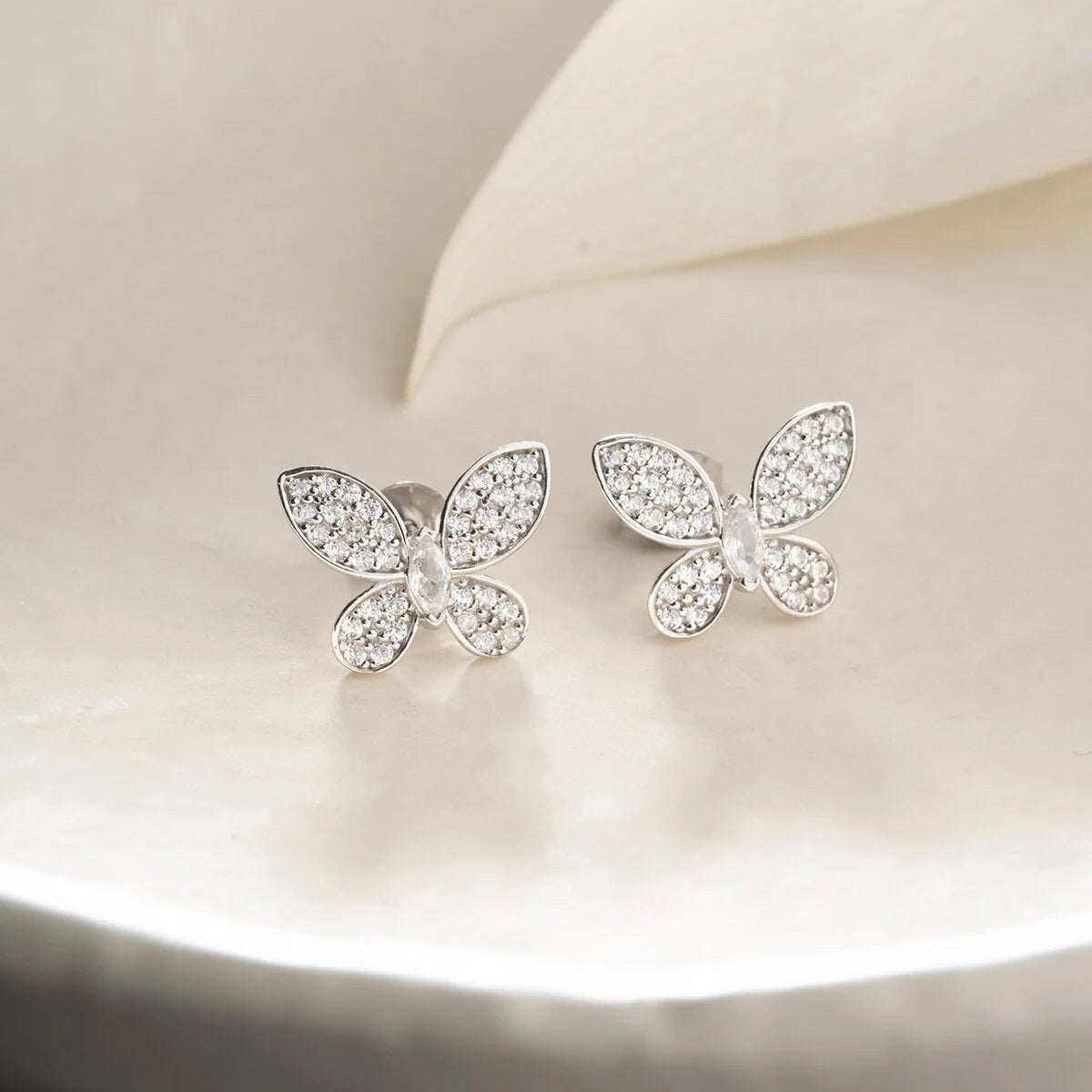 Boucles d'Oreilles Papillon avec Zircons | Argent 925