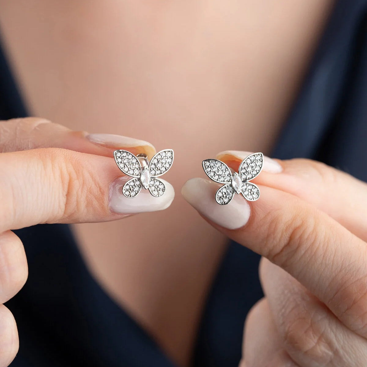 Boucles d'Oreilles Papillon avec Zircons | Argent 925