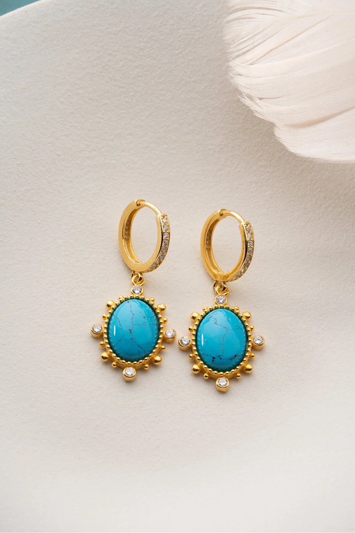 Turquoise Drop Earrings | 925 Sterling Silver Gold Plated