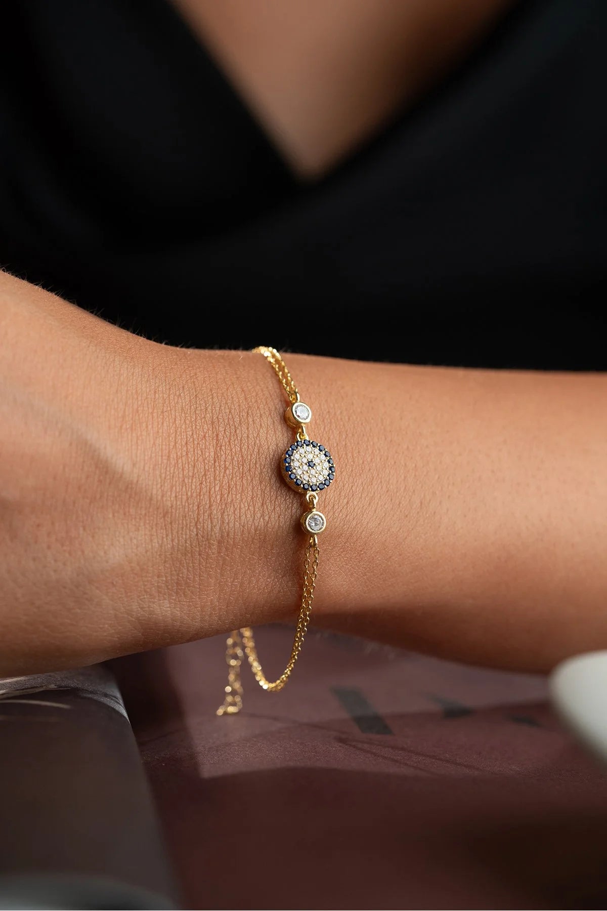 Bracelet Œil Protecteur | Argent 925 Plaqué Or