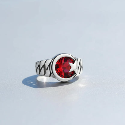 Mond Stern 925 Sterling Silber Ring