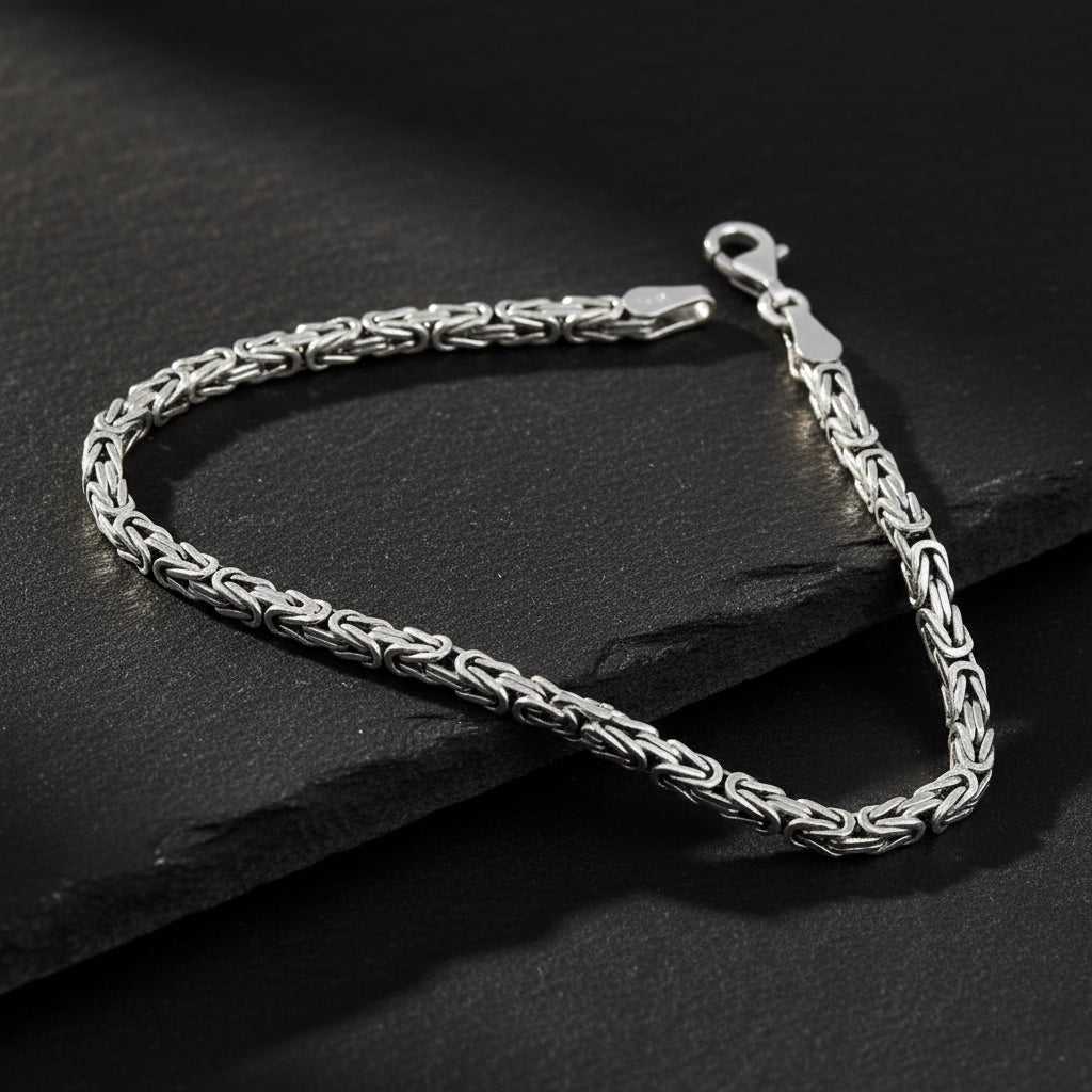 Bracelet Homme Argent Massif 925 King Carré 3 Mm