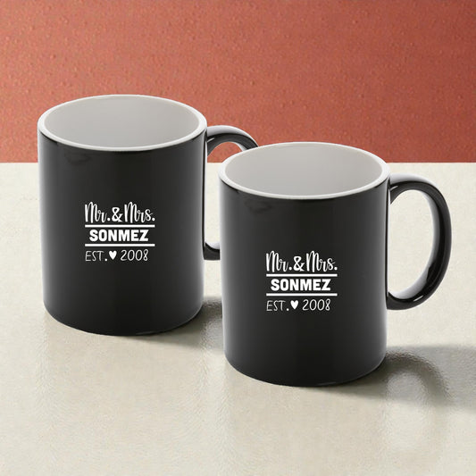 Mr. & Mrs. Kişiye Özel Siyah Kupa Seti