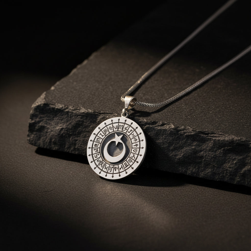 Drapeaux des tribus turques Moon Star 925 Collier en argent sterling