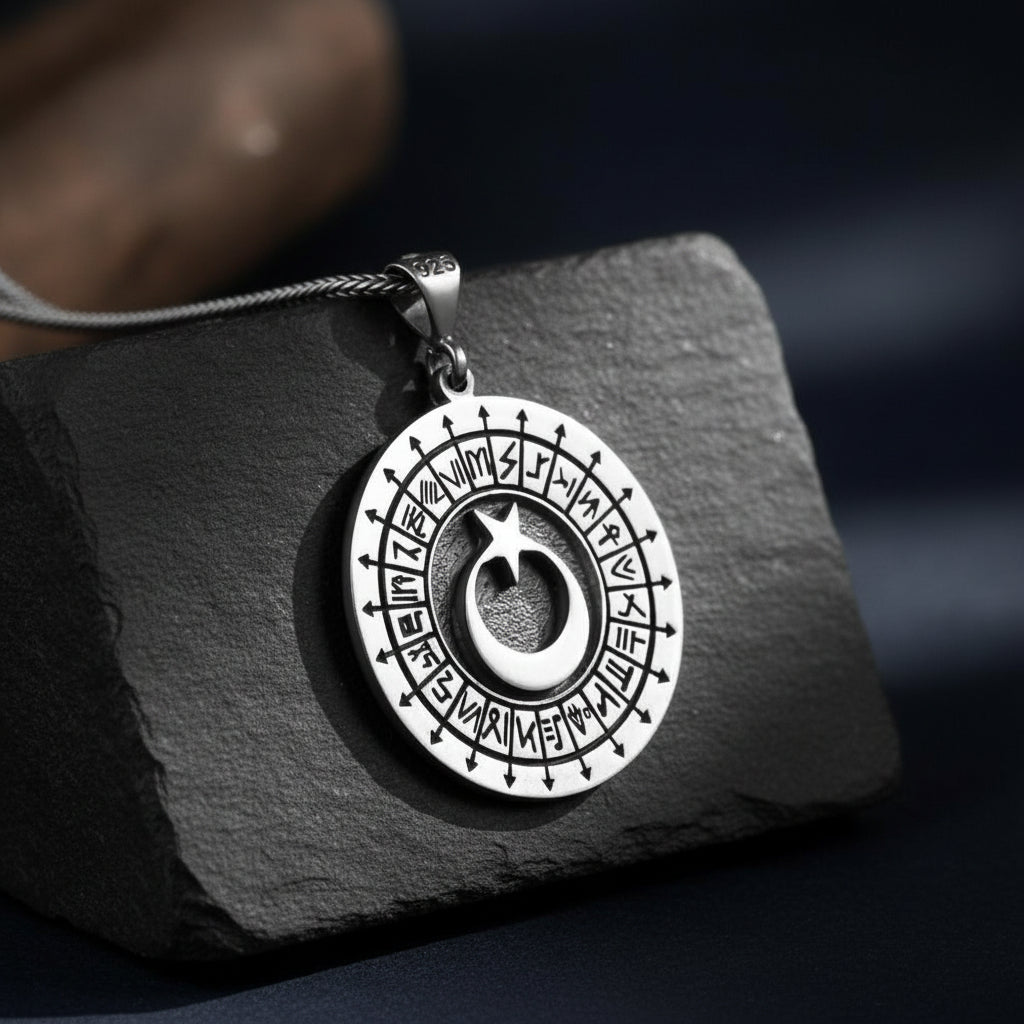 Flags of Turkish tribes Moon Star 925 Sterling Silver Necklace