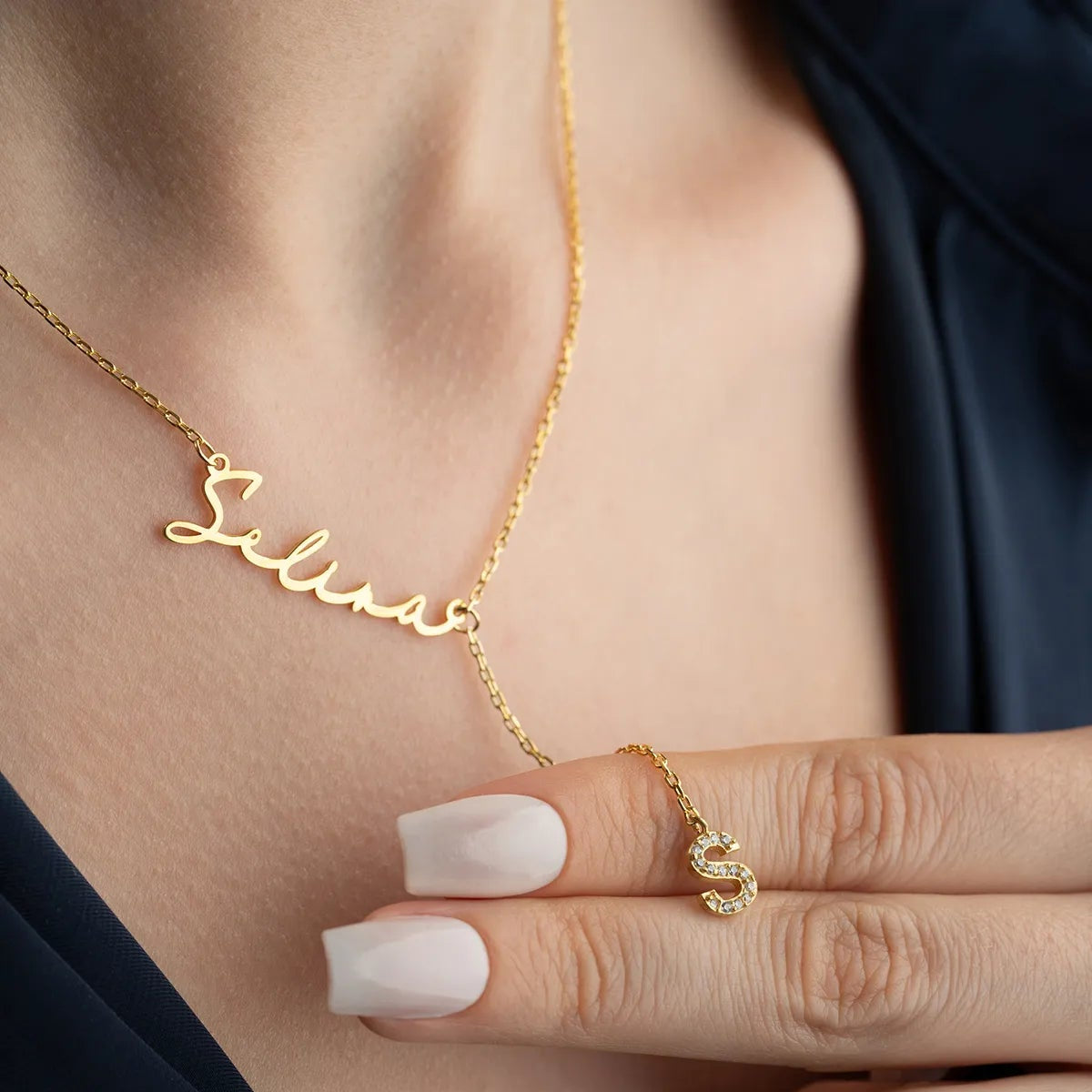 Handwriting Shaking Letter Silver Necklace
