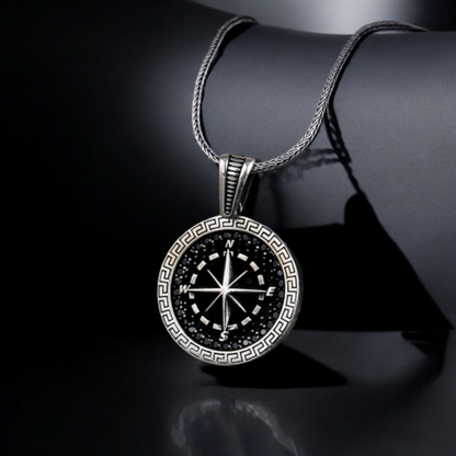 925er Silber Kompass Anhänger mit Mikro-Steinen