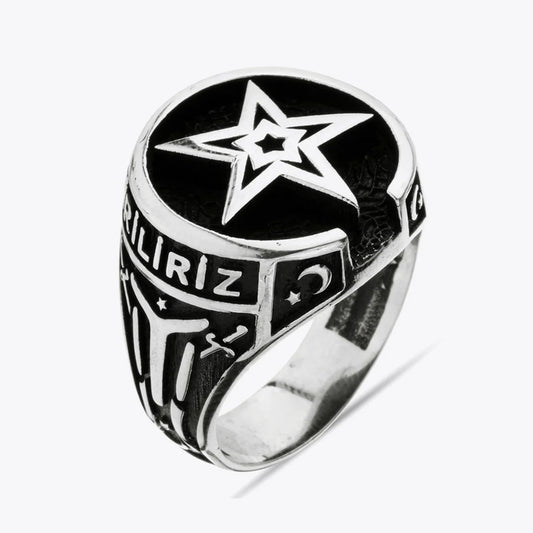 Diriliş Yıldızlı Erkek Gümüş Yüzük