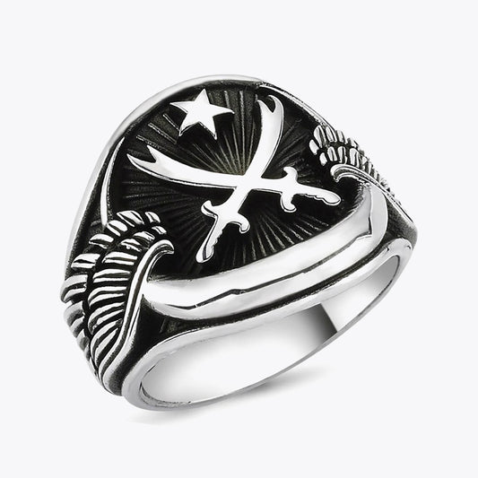 Osmanlı Tuğralı Kılıç Erkek Yüzük