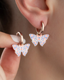 Boucles d'oreilles tactiles de papillon - revêtement rose 925 argent sterling
