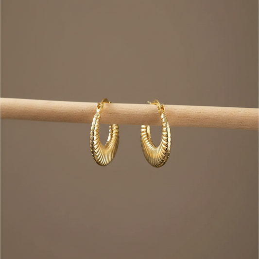 Gold Wave Earrings - 925 Sterling Silver