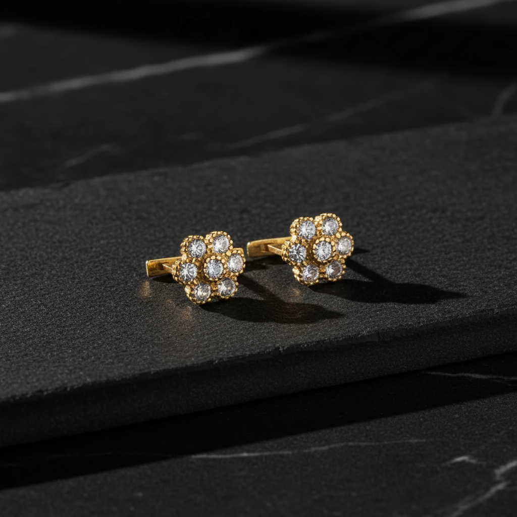 925 Sterling Silver Zircon Stone Flower Earrings
