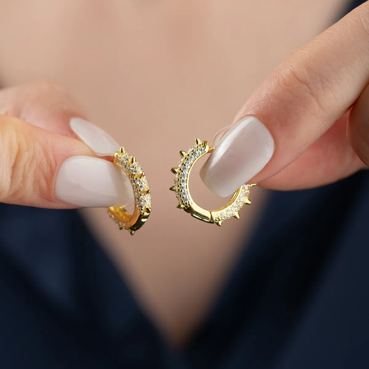 925 Sterling Silver Zircon Stone Nail Earrings