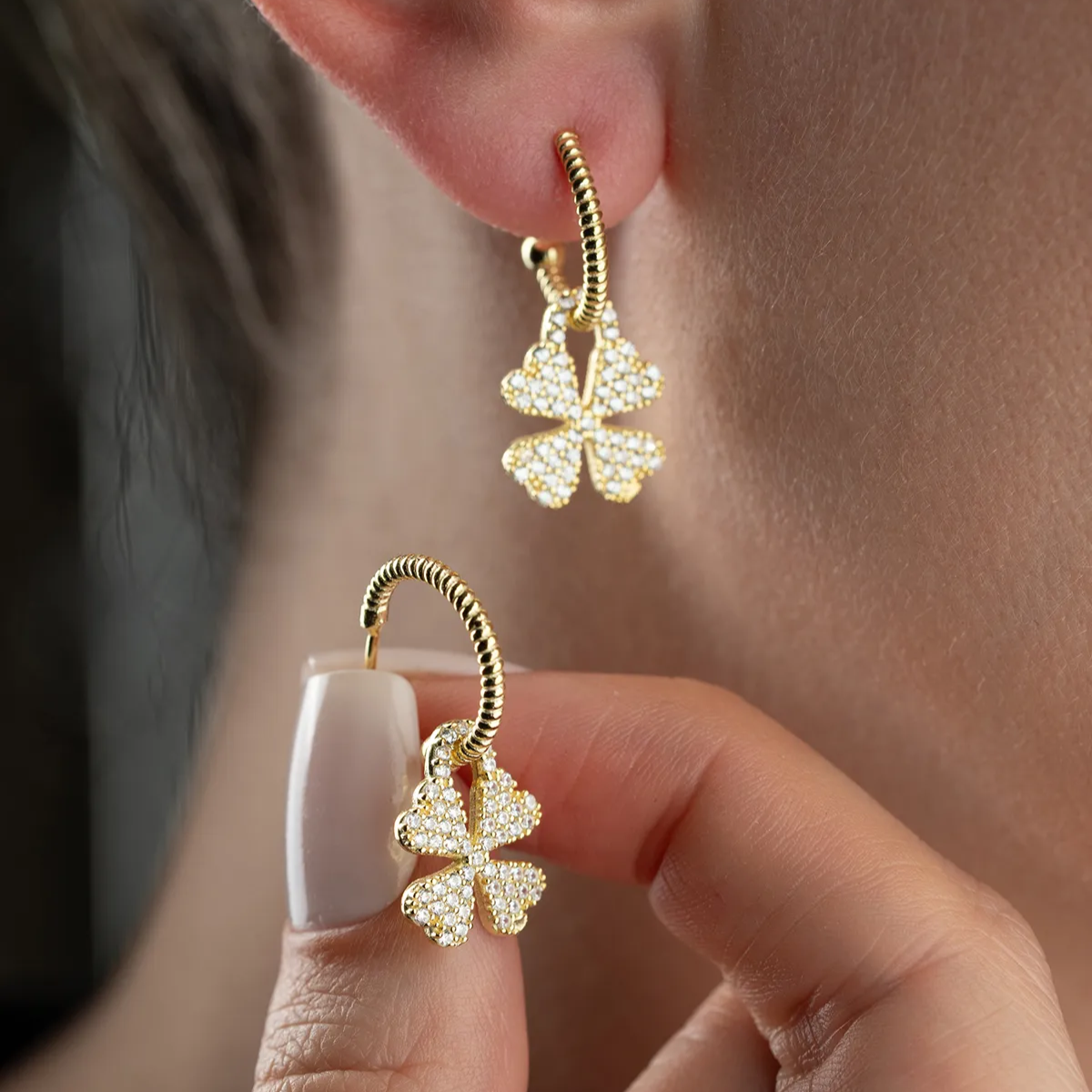 925 boucles d'oreilles en pierre de trèfle en argent sterling