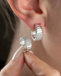 925 sterling silver stone embroidered curved ring earrings