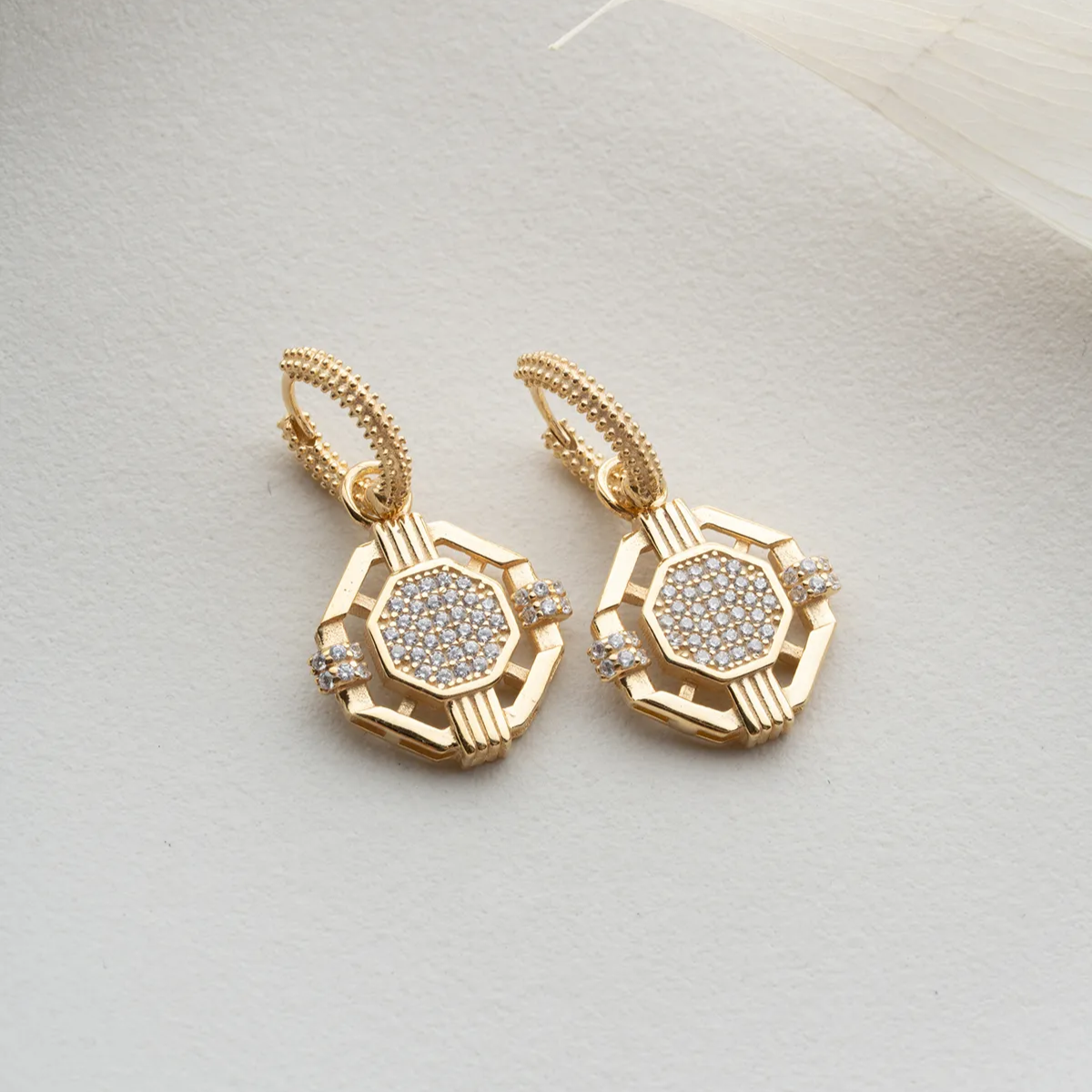 Geometric stone earrings