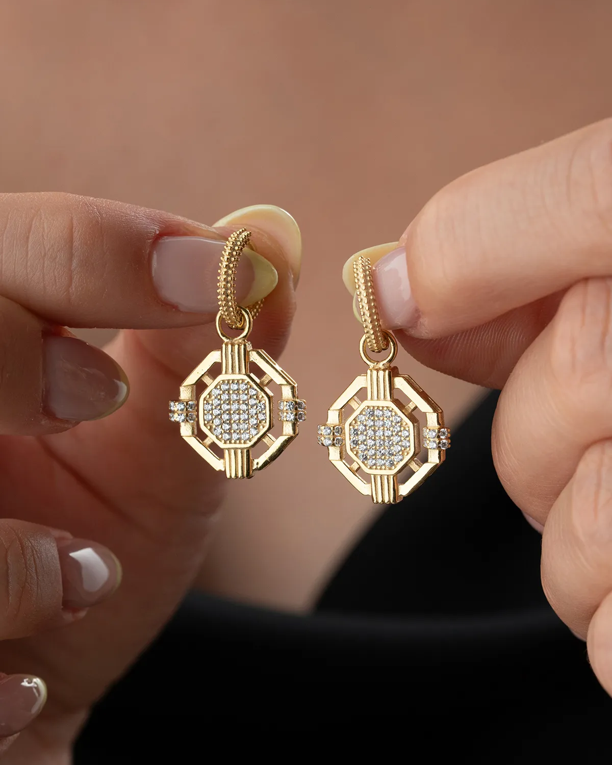 Geometric stone earrings