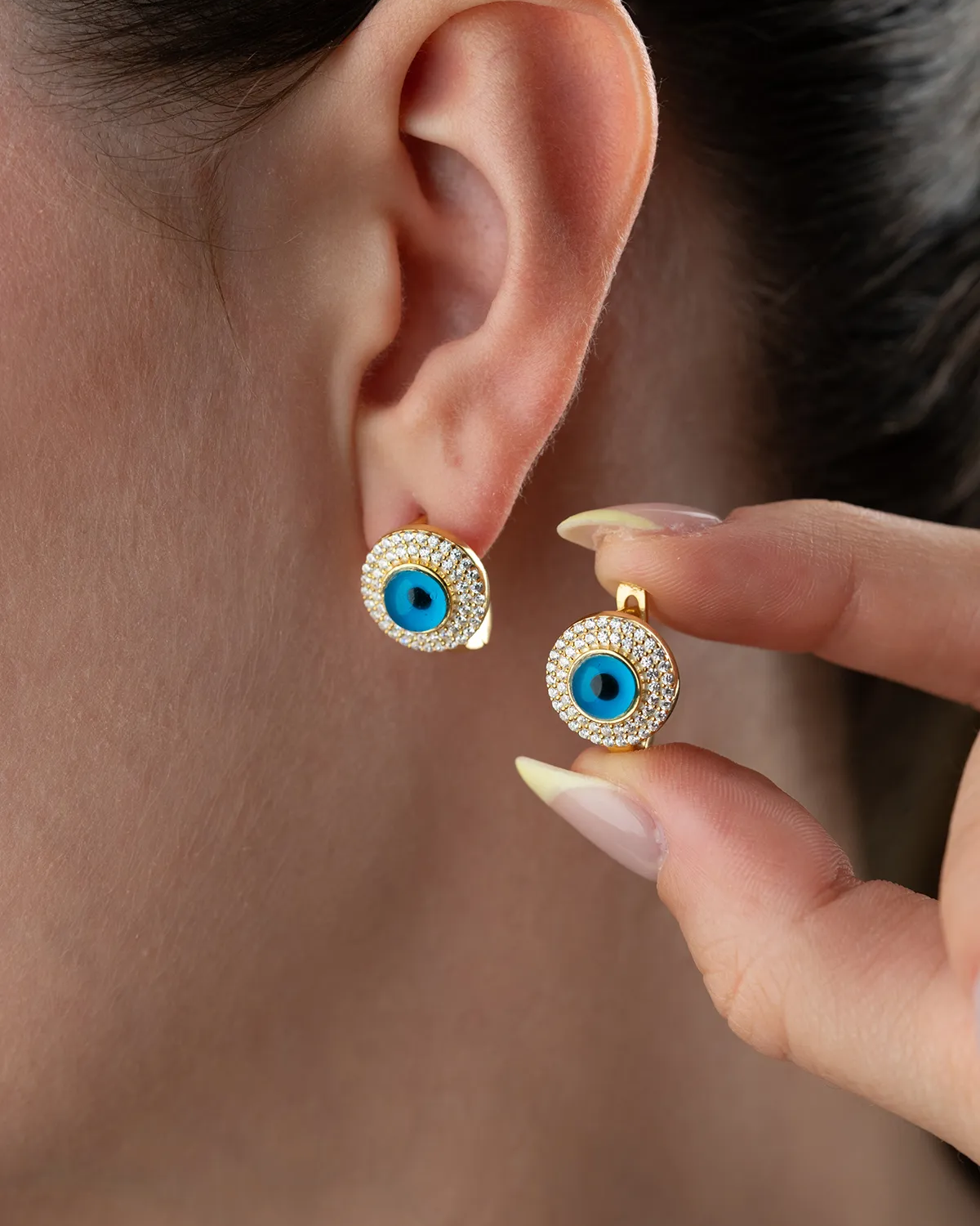 Nazar Beaded Stone Earrings