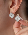 Clover Stone Earrings - 925 Sterling Silver