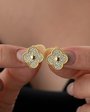 Clover Stone Earrings - 925 Sterling Silver