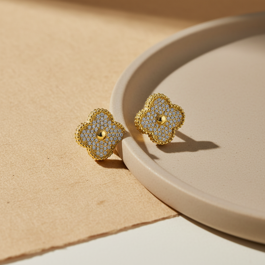 Boucles d'oreilles en pierre de trèfle - 925 argent sterling