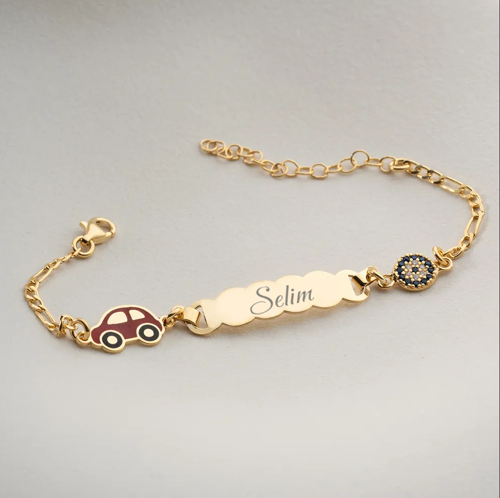 925 sterling silver car figure children's bracelet