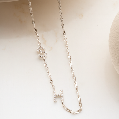 Collier personnalisé avec une double lettre - 925 argent sterling