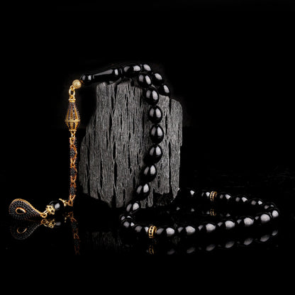 Feuerbernstein Gebetskette – Vergoldetes 925er Silber mit Zirkonia-Steinen