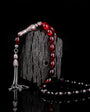 Rosaire de l'ambre de feu de couleur rouge - 925 argent sterling