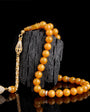 Yellow color fire amber rosary - 925 sterling silver