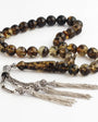 Fossil Natural Drop Amber Prayer Beads – Silver Tassel