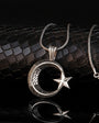 Zircon Stone Moon Star Silver Necklace