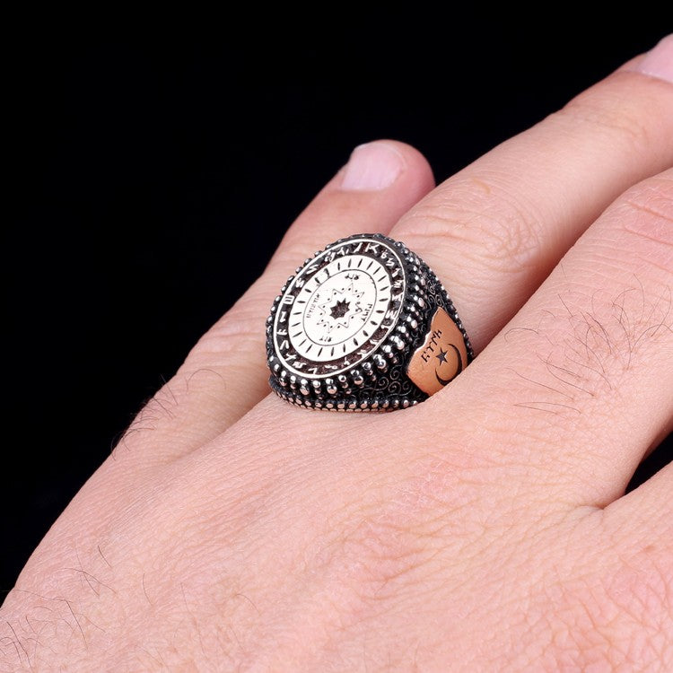 Turan Ring met Turkse Stamsymbolen | 925 Zilver