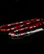 Red Facet Cut Drop Amber Prayer Beads – With Silver Tassels