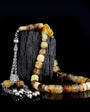 Fossilli Damla Amber Tesbih - 925 Sterling Silver Tassel Capsule Cutting